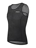 BERGRISAR Herren Mesh Unterhemd Baselayer für Fahrrad Rennrad Running Radunterwäsche Atmungsaktive Ärmelloses Schwarz Klein
