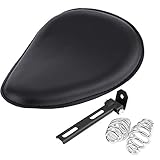 Bobber Sitz, Motorradsitz 7,6 Cm Motorrad-Solositz aus Schwarzem Leder mit Federhalterung für Chopper Bobber Custom, Sitzhalterung für Motorräder