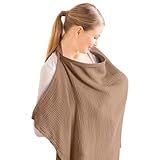 Aolso Stillbezug für Babys, Musselin-Stillbezug, Stilltuch für Unterwegs Stillschal Stillschürze, Weicher und Atmungsaktiver Stillschal, verstellbarer Riemen, Geeignet für Autositze (Kamel)