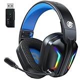 Fachixy FC-300 Gaming Headset mit Mikrofon, 2,4G Wireless Headset für PS5, PS4, PC, Switch, Mac, Surround Sound Faltbarer Bluetooth Gaming Kopfhörer kabellos mit LED Licht, Über 50H+ Akkulaufzeit