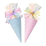 Vlecexs Schultüten Jungen Zuckertüte Mädchen Klein Zuckertüten Schultüte Baumwolle Kleine Schultüte Regenbogen Bastelset Geschwisterkind Teenager Einschulung Schultüte (Blau+Rosa)