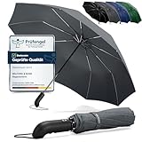 Regenschirm Taschenschirm Sturmfest + Auf-Zu Automatik & Schirm-Tasche, Schwarz | Herren Damen Reiseschirm - Kompakt Stabil, Teflon Wind- & Regen- Dicht | Taschenregenschirm Golfschirm Umbrella