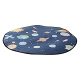 KOCKSHION Cartoon Teppich Rund 60cm Durchmesser rutschfeste Fußmatte mit Planetenmotiv Waschbarer Kinderzimmer und Wohnzimmerteppich Dekorativer Bademattenersatz