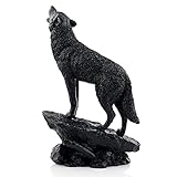 ABEESEA Wildlife Heulender Wolf Statue und Figur Schwarzer Wolf Skulptur für Heimdekoration