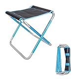 AKOLAFE Klapphocker Faltbar Leicht 26x23x39cm Tragbarer Klapphocker 150 kg Belastbar Camping Hocker Metall Campinghocker Leichter Blau Klappstuhl für Unterwegs, Outdoor, Wanderung