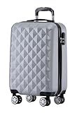 BEIBYE Zwillingsrollen 2066 Hartschalen-Koffer: 15 Farben, ABS-Kunststoff, Zahlenschloss mit Doppelreißverschluss, Exklusive Innenausstattung und umfangreiche Funktionen(Silber, M)