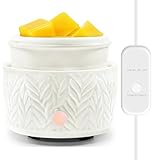 Elektrischer Wachsschmelzbrenner – Duftkerzenwärmer mit 4 Timern und 1 Silikonschale, Keramik, 4-in-1-Wachswärmer, für Zuhause, Büro, Schlafzimmer, Aromatherapie, Geschenk und Dekoration