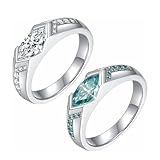 Magnetischer lymphatischer Titanionen-Moissanit-Diamantring, Moissanit-Magnetologie-Lymphvity-Ring, modischer offener Zirkonia-Ring, modische Ringe für Männer und Frauen (Silver+Green)