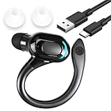 Bluetooth Headset mit Mikrofon, V5.2 Freisprech in Ear Einzeln Kopfhörer, 360° Ohrbügel Kopfhörer Telefonieren, Freisprecheinrichtung Ohr 20 Stunden Wiedergabe für iPhone Android Smartphones Laptop