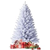 Kidsgigglz 180cm künstlicher Weihnachtsbaum, Tannenbaum künstlich mit 650 Spitzen, Edeltanne Schnellaufbau inkl. Ständer Weihnachtsdeko, Schwer Entflammbar, Weiß