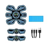 JOYTOUR Bauchmuskeltrainer EMS Trainingsgerat, Bauchtrainer, Sicher Effektiv Schneller EMS Trainingsgerät Ganzkörper Muskeltrainer, 8 Modi und 15 Intensitäten, 10 Stück Ersatz-Hydrogels (Blau)