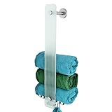 bremermann Bad-Serie Piazza - Glashandtuchhalter 2in1, zur Wandmontage oder Anbringung an der Glasduschwand, 6 zusätzliche Haken, passend für Handtücher und Gästetücher, aus Glas und Edelstahl, matt