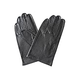 CSFFA Herren-Handschuhe aus Ziegenleder, Leder, ungefüttert, Netz, hohl, ultradünn, atmungsaktiv, Radfahren, Fahren, Handschuhe for den Sommer(Black_10)