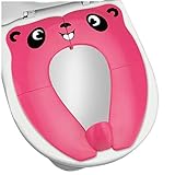 [Upgrade Version] Toilettensitz Kinder - RIGHTWELL Faltbarer Toilettensitz Kinder für Reise Töpfchen,Tragbar Reise WC Sitz Kleinkind Töpfchentrainer mit Aufbewahrungstüte (Rosa)