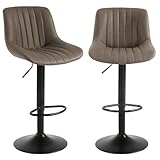 Youhauchair Barhocker 2er Set, Drehbare Barhocker mit Lehne, Barhocker Höhenverstellbar aus PU-Leder, Moderner Barstuhl Küchenhocker Bar Hocker Bar Stool, Braun