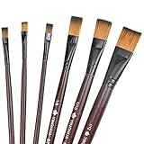 Bezavea 6 PCS Flat Paint Brush Set, Oil Painting Brushes, Acrylic Paint Brush Set, Face Paint Brushes, Professional Painting Brushes Set Nylon, Watercolor Paint Brushes, Gouache Paint Brushes for Art