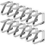 XREE Tischdeckenklammern, 12 Stück 5 x 4cm Tischtuchklammern Edelstahl Tischdeckenhalter Tischdecke Clips Tischklammern für Tisch mit max. Plattenstärke von 3cm