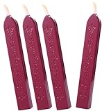 Wachs für Siegel,Wachssiegel Wachs,Sealing Wax,Siegelwachs Rot,Siegellack,Stempel Wachs,Siegelwachsstäbe mit Dochten,für Retro Vintage Wachs Siegel Stempel und Brief,Einladungen,Paket (4Pcs,Rotwein)