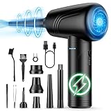 JoyGeek Elektrische Staubgebläse 3-Gang 120000 U/min Druckluftspray, 9000mAh Akku Tastatur Reinigungsset, Compressed Air Duster mit LED-Licht und Reinigungsbürste, für PC/Sofa/Auto/Tastatur/Kamera