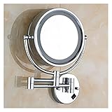 JZFOACHR Badezimmerspiegel Badezimmer Wandmontage Make -up Spiegel Vergrößerung Teleskope Falten 360 Grad Rotation doppelseitig LELED Eitelkeitsspiegel Make -up Eitelkeitsspiegel
