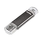Hama 64GB USB-Speicherstick mit USB 2.0 & microUSB (2-in-1 USB-Stick, z.B. für Android Handy, Tablet, Computer, Notebook, PC, Laptop, MacBook, OTG, 15MB/s) Handy-Stick, Doppel Memory-Stick grau