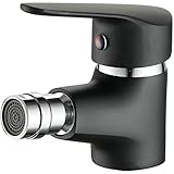 Maynosi Wasserhahn Bidet, Bidet Armatur, Einhebel-Bidetarmatur, Niedrige Auslaufhöhe, Kugelgelenk-Auslauf, Ohne Ablaufgarnitur, Hochwertiges Messing (Mattschwarz)