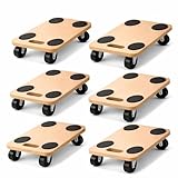 6X Rollbrett Transportroller 45 × 26 cm – bis 150 kg Tragkraft – Möbelroller aus MDF mit 4 Lenkrollen & Anti-Rutsch-Pads – Transporthilfe für Umzug, Haushalt & Werkstatt