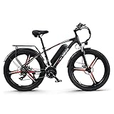 VOZCVOX Elektrofahrrad Pedelec 26 Zoll Ebike Mountainbike Damen Herren Schwarz Cityräder mit Hecknabenmotor 250W Akku 48V12,8AH 21-Gang