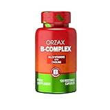 Orzax Vitamin B Komplex, Hochdosiert - 120 Kapseln - alle 8 B-Vitamine (B1, B2, B3, B5, B6, B7, B9, B12) mit Cholin & Inositol – Vegan - laborgeprüft