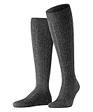 FALKE Herren Kniestrümpfe Teppich Im Schuh M KH Wolle lang einfarbig 1 Paar, Grau (Anthracite Melange 3080), 43-44