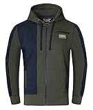 FULL TIME SPORTS Herren-Fleece-Panel-Hoodies Mit Frontrei§Verschluss, LŠssiges Herren-Fleece-Pullover-Hoodie-Oberteil FŸr Laufen, Fitnessstudio Und Arbeitskleidung (Marine with Armee GrŸn, Xx-Large)