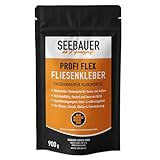 SEEBAUER diy® Profi Flex-Fliesenkleber | Fliesenkleber für Wand- & Bodenfliesen, Mosaik, Riemchen & Klinker | Auch für Heizestrich geeignet | Flexibel und Faserarmiert | Wiederverschließbar (900 g)