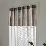 izielad Gestreifte Scheibengardinen Gardinen mit Streifen Küchenvorhang Blickdicht Kurz Küchengardinen für Küchen Esszimmer Badezimmer Klein Fenster Dunkel Grau BxH 132x244cm
