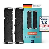 Alphatrail Fahrradgriffe Alex I Hohe Dämpfung mit Anti-Rutsch Gummi I Starke Befestigung der Lenkergriffe am Ø 22mm Fahrrad Lenker I Langlebige Griffe mit ökologischer Gummimischung I für MTB & E-Bike