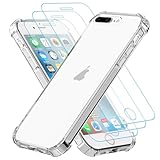 Totill Klar Hülle für iPhone 6 Plus und 6S Plus, 1 Handyhülle mit 3 Stück Panzer Schutz Glas und Positionierhilfe, Stoßfest Transparent Schutzhülle Dünn Durchsichtige Case, Panzer Schutz