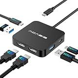 Dockingstation 4K30Hz Dual HDMI,6-in-1 Dockingstation USB C,Dockingstation Laptop 2 Monitore mit 100W PD,2 HDMI 4K30Hz,2 USB-A 3.0,1 USB-C 3.0 Kompatibel mit MacBook/Dell/HP/Surface/Lenovo/Steam Deck