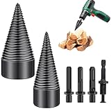 2 Stück Holzspalter Bohrer 42mm + 32mmBohrkegel Holzspalter Extra Scharf & Rutschfest, Holzspalter Schraube Kegel Set mit 4 Griffe für Bohrmaschine Brennholz Spalten Camping Garten DIY