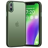 PuyaTeya Upgrade für iPhone X/XS Hülle, [Militärschutz] Stoßfest Schutzhülle Samtige Touch Matt Anti-Kratzen Anti-Glatte Anti Fingerabdruck Handyhülle für iPhone X/XS(Dunkel Grün)
