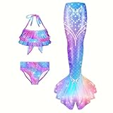 Generisch 𝙈eerjung𝙛rauen𝙛losse Mädchen Mit Bikini Set schwimm𝙛lossen Kinder 𝙈eerjung𝙛rau 𝙈eerjung𝙛rauen Badeanzug 𝙈ono𝙛losse Bikinis Badekleid Für 4-13 Jahre