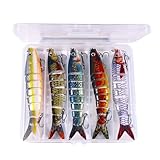 SOUTHJIELING 5 x Angelköder, Wobbler, mehrteilige Gelenke, weiche Köder, Drillingshaken, Crankbaits, sinkende Angelausrüstung, Schwimmköder