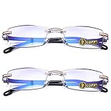 LUFF 2-PACK Lesebrille Hd Anti-Blue Diamond Cut Edge Rahmenlose Lesebrille