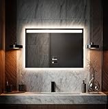 MaisonSpiegel LED Badspiegel mit Beleuchtung – Wandspiegel für Bad, dimmbar, Lichtfarbe warm,kalt,neutral, modernes Design, AntiBeschlag, energiesparend 40 x 40 cm