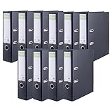 DONAU Ordner PREMIUM MAXI FSC 10er Pack/Breit/DIN A4 8 cm/Schwarz/Kunststoffbezug PP/Carton/Aktenordner Briefordner Büroordner Pappordner Schlitzordner Verstärkungsband/Made in EU