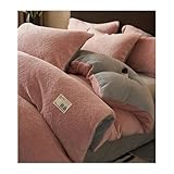 DHJKFU Winter Flanell Bettwäsche 220x240cm 200x230cm 4teilig Warme Flauschig Winterbettwäsche Samt Plüsch Cashmere Touch Bettbezug mit Laken und Kissenbezüge(Pink Gray,220x240-230x250cm)