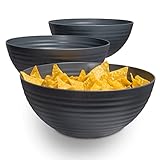 Hausfelder Schüssel Set 3 x 3,3 Liter | Servierschüssel Snackschale Salatschüssel groß | bruchsicher, spülmaschinengeeignet | BPA-freie Kunststoff Servierschale (Anthrazit Schwarz)
