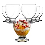 LAV Eisbecher Glas, Eisschalen Glas 6er Set 250ml, 100 BLEI FREI Stapelbare Eisgläser, Eisschalen Glas mit fuß, Dessertschalen Glas, Dessertgläser mit fuß, Glass Ice Cream Cups, Eis gläser