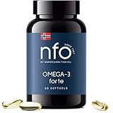 NFO OMEGA-3 FORTE [60 Kapseln] Hergestellt in Norwegen Hochdosiertes Fischöl mit hoher EPA, DHA und Vitamin E Konzentration in Form von Ethylestern Natural Bio-Komplex aus frisch gefangenem Wildfisch