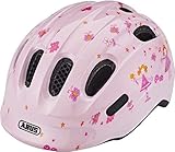 ABUS Kinderhelm Smiley 2.0 - Robuster Fahrradhelm für Mädchen und Jungs - Rosa mit Prinzessinnen-Muster, Größe S