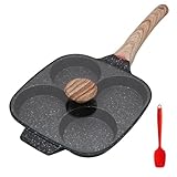 Bobikuke Spiegeleipfanne, Pancake Pfanne mit Deckel 4 Loch Augenpfanne Antihaft-Aluminium Pfanne für Frühstück, für Induktion & Gasherd