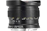 TT Artisan Fisheye Objektiv 11mm f 2.8 Anschluss Canon R Ultra-Weitwinkelobjektiv für Vollformat im Alugehäuse Bildwinkel 180 Grad, TTAL1128CR, Schwarz